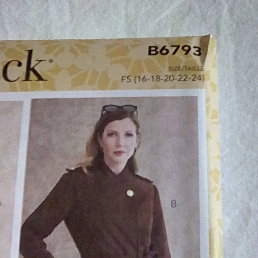 Butterick Misses Jacket Coat & Belt Size 16-24